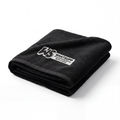 Black Whatsuppwithlucas gym towel folded into a diagonal triangle with the embroidered WS logo